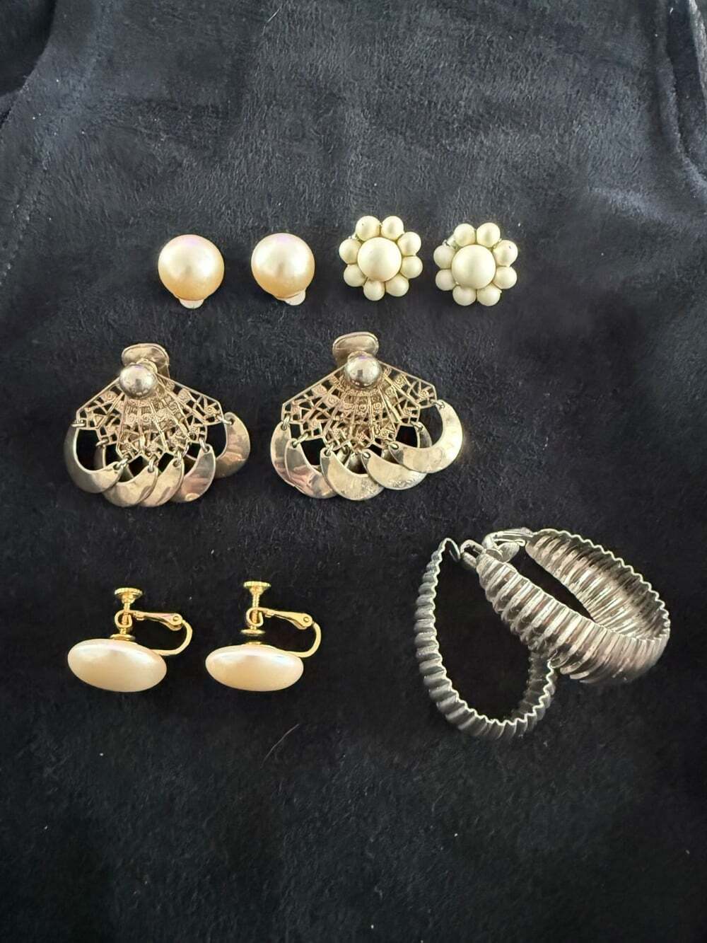 Lot of 5 Vintage Clip-On Earrings Women Costume Jewelry
